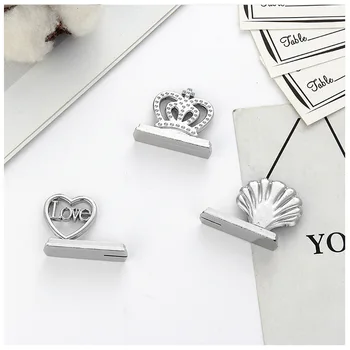 

Silver Metal Sea Shell Crown Heart Table Place Card Holder Mini Picture Photo Clip Wedding Party Decoration