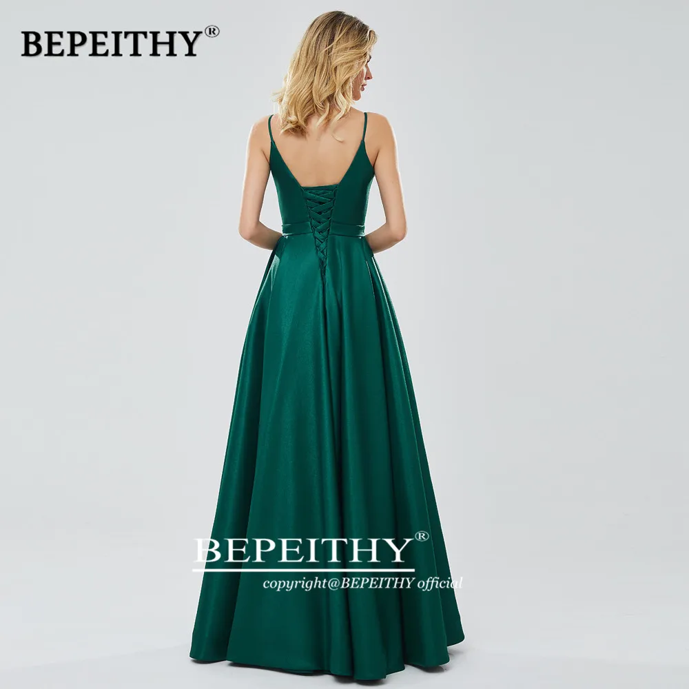 BEPEITHY vestido de festa красные длинные платья для выпускного вечера сексуальное зеленое вечернее платье с разрезом ТРАПЕЦИЕВИДНОЕ платье