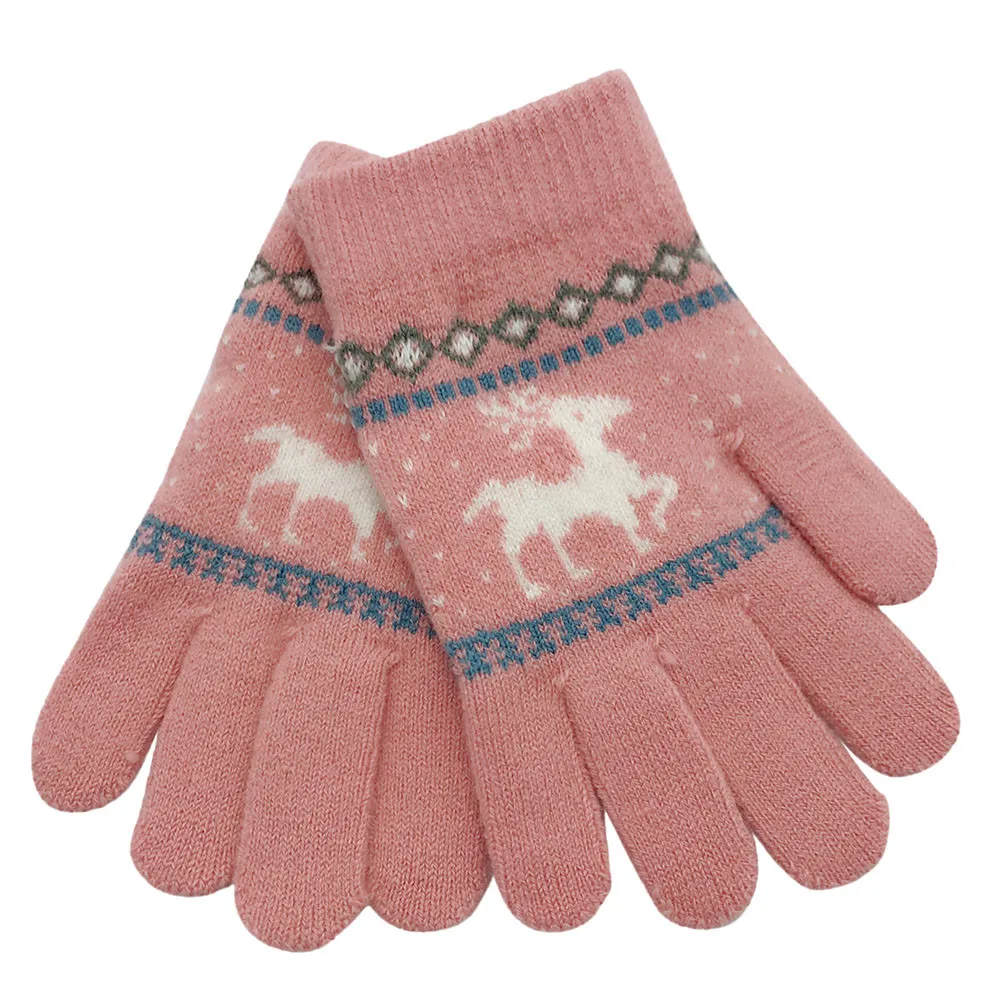 MUQGEW перчатки на Рождество Детские Варежки для девочек зимние теплые вязаные перчатки мультфильм олень митенки для пальцев Py6