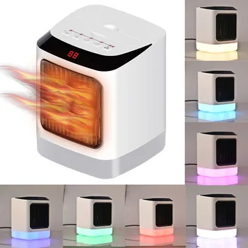

1 x 800W Tabletop heater Portable LED Handy Space Heater Timer Electric Heater Air Warmer Hot Fan PTC heating quickly heat up