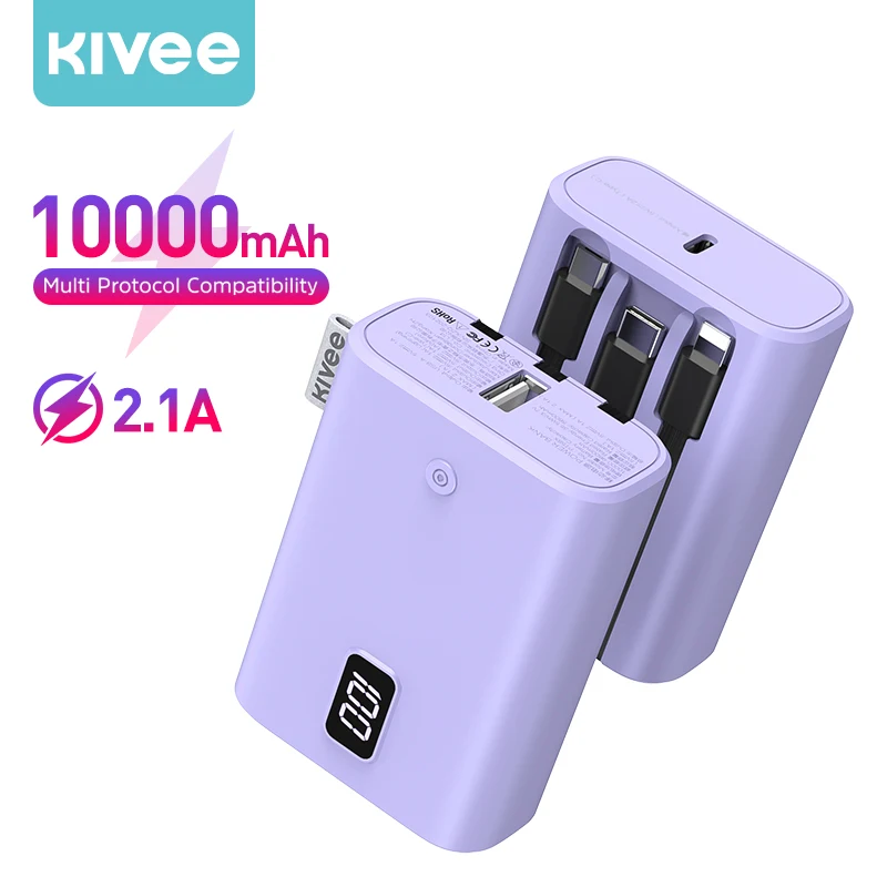 3 in 1Cable Power Bank 10000mAh Portable Charger External Battery Power Bank 10000 mAh Fast Charging Power Bank for iPhone 11 12 power bank power bank Power Bank