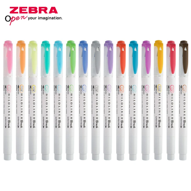 Флуоресцентный маркер с двойной головкой, 1 шт., серия Zebra WFT8(мягкая кисть+ тонкий наконечник), WKT7, одноцветная ручка для рисования акварелью
