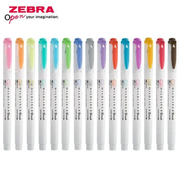

1Pcs Zebra WFT8 series double-head fluorescent marker (Brush soft tip + fine tip tip) WKT7 same color watercolor painting pen