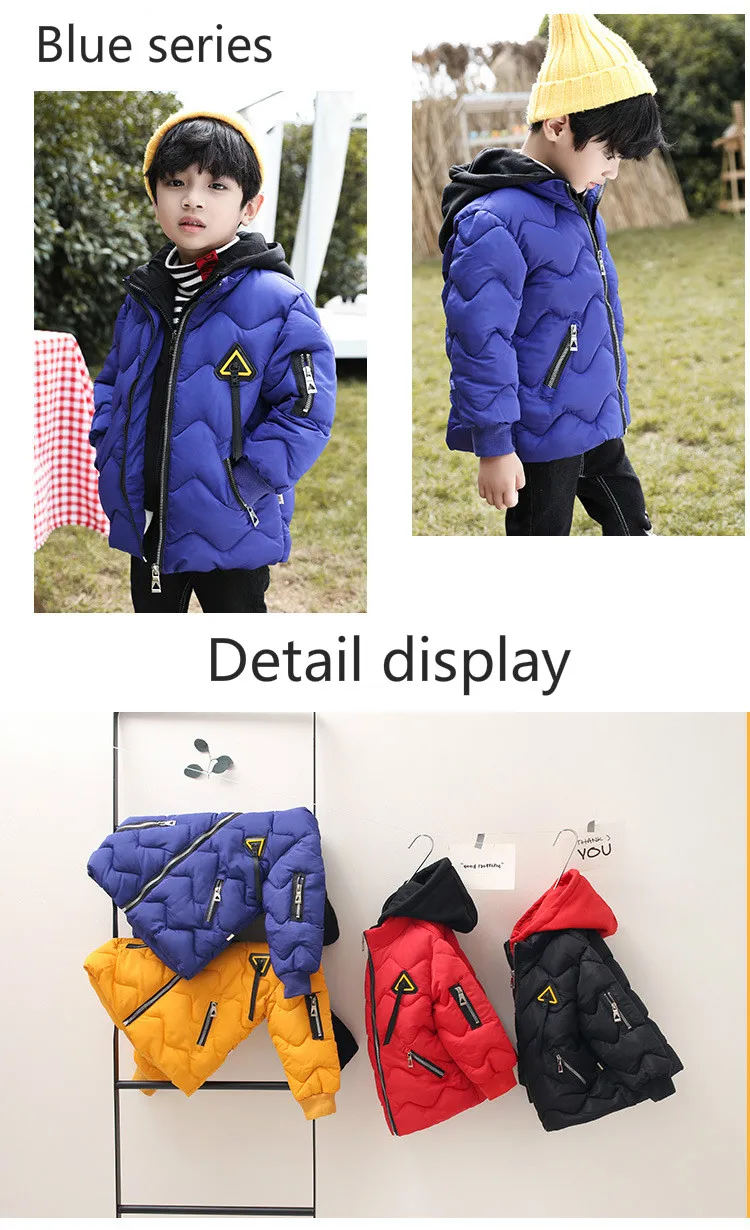 New fashion hot type of kids fall and winter cotton coats for boy thicken long sleeve blouse with pure color