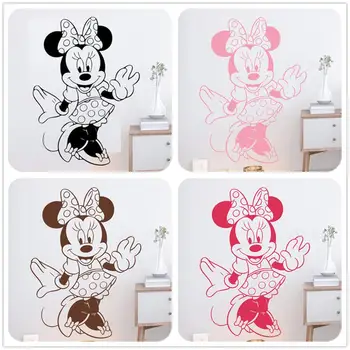 

Cartoon Dance Minne Wall Stickers Color Black/Blush/Pink/Brown Vinyl Mural Wall Decals for Kids Rooms Baby Girls Bedroom Decor