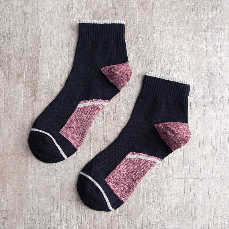 1 пара мужских носков, черные хлопковые носки до лодыжки, осенне-зимние баскетбольные спортивные дышащие эластичные качественные носки для мужчин - Цвет: Black