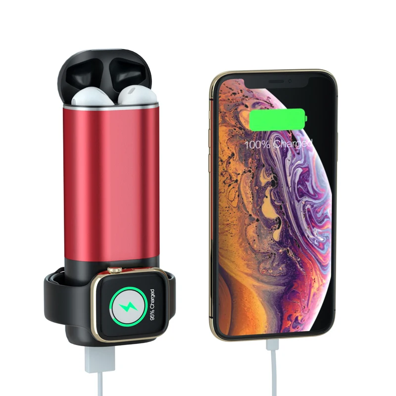 

Wireless Magnetic Charger 5200mAh Power Bank for IWatch Airpods USB Charging 3 In 1 Wireless Power Bank