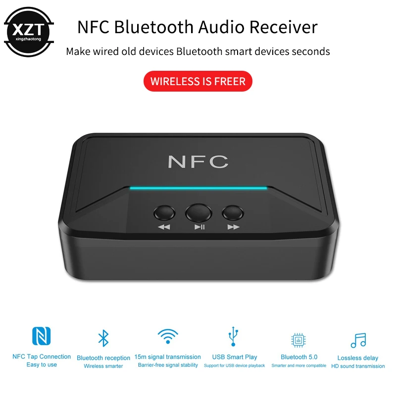 

NFC Bluetooth 5.0 Receiver 3.5mm AUX RCA Jack Hifi Wireless Adapter Auto On/OFF Bluetooth 5.0 4.2 Car Audio Receiver