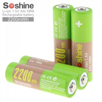 

Soshine 4pcs 2200mAh HR6 Li-ion 1.5V Rechargeable AA Battery with Portable Battery Box for Game Handle / Alarm / Clock / Toy