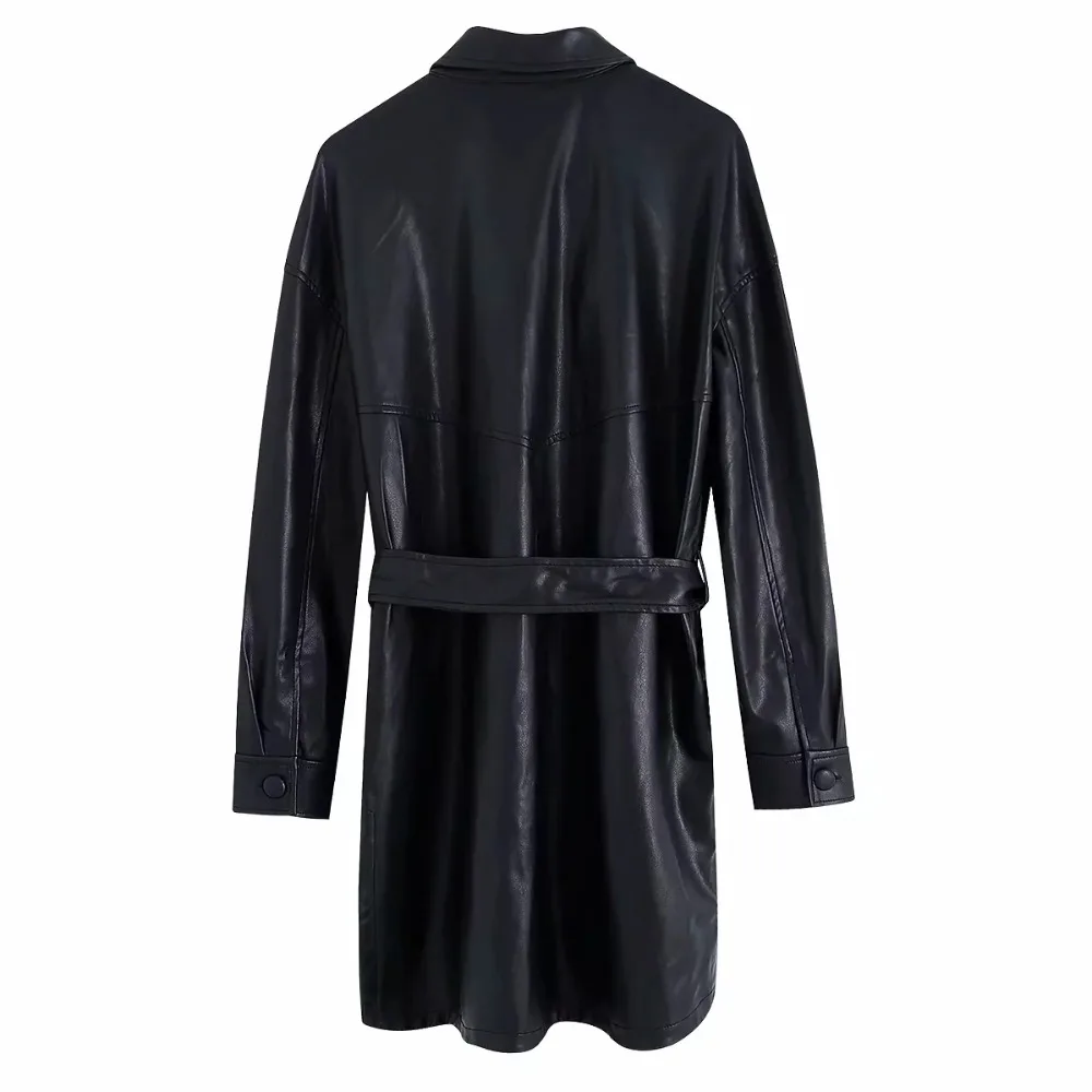 Увядшая Англия винтажная Высокая улица пояса однобортный кожаный пиджак для женщин casaco feminino jaqueta feminina длинная куртка