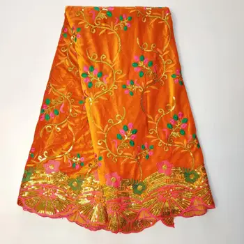 

Orange Velvet Lace Fabric for Dresses Latest Nigerian French Lace with Sequin High Quality African Sequins Lace Fabric 5yards