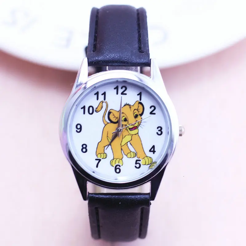 

Fashion Women boy Bracelet Watch Quarzt Clock lion king Simba Leather Band Analog Quartz Wrist kids Watch Children watches