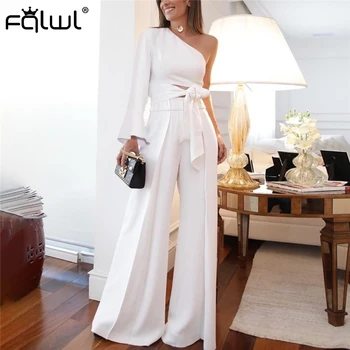 

FQLWL Office Lady White 2 Piece Set Summer Outfits For Women Suit Sashes Crop top and Wide Leg Pants Female Ladies Matching Sets