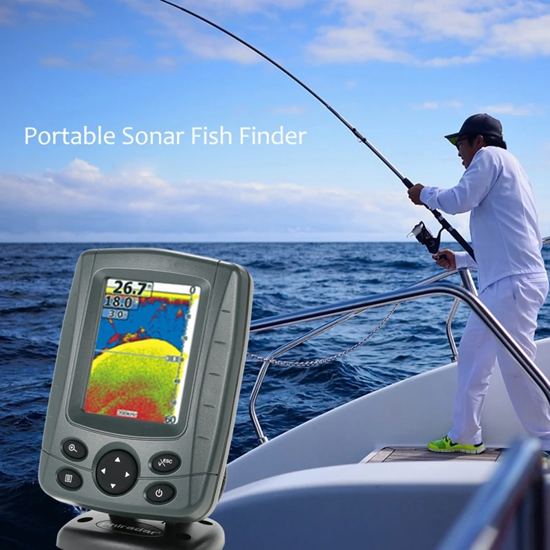 Portable Sonar Fish Finder Boat Finder Sounder 200KHz/83KHz Duel Beam Fish Detector Depth Locator