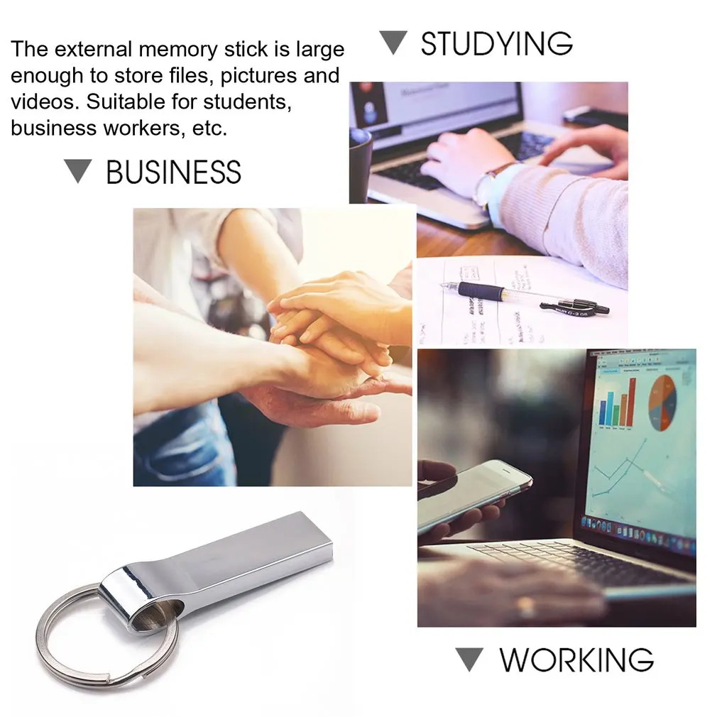 Creative USB Flash Drive 128G Pen Drive Portable External Memory Stick Waterproof Dustproof U-disk with Key Ring