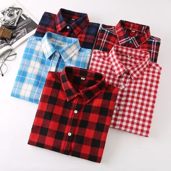 

Casual Autumn 2019 Women Blouses Long Sleeve Plaid Shirts Slim Korean Blouse Plus Size Fashion Streetwear Clothes Ladies Tops