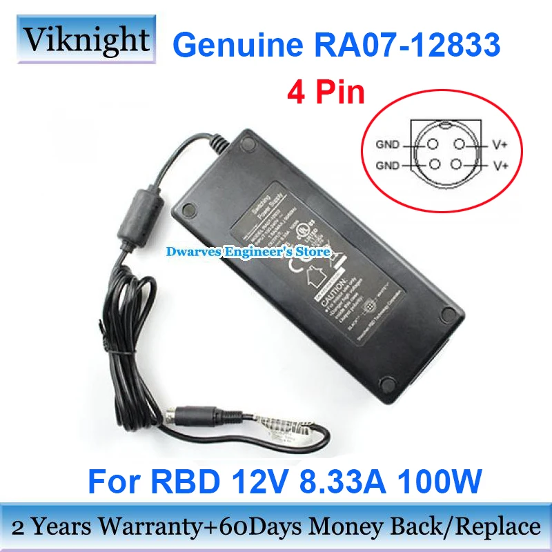 

Genuine RA07-12833 12V 8.33A AC Switching Adapter Power Supply For RBD Laptop Charger 4 Pin