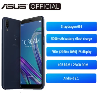 

ASUS ZenFone Max Pro (M1) ZB602KL 4GB RAM 64/128GB ROM SnapDragon 636 Android 8.1 18:9 FHD 5000mAh Global Version OTA Update