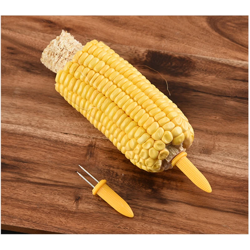 1Pcs Fork Corn Holder Skewer Creative Stainless Steel Corn Holders On The Cob Skewers Fruit Forks Outdoor Barbecue Gadget