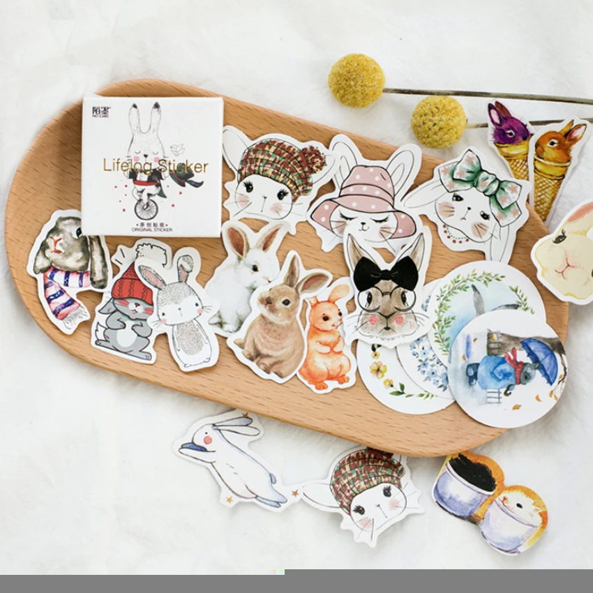 Sprouting Rabbit 45 шт./упак. 22 стиля MOMO серии kawaii в штучной упаковке декоративные стикеры сделай сам дневник украшение для ноутбука Бумага Скрапбукинг наклейки подарок - Цвет: Sprouting Rabbit