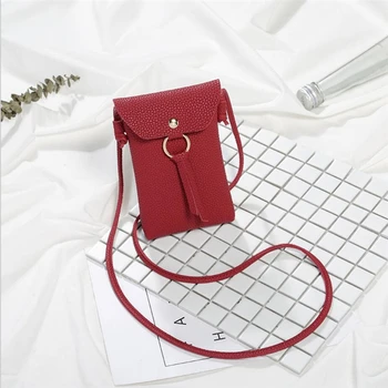

LKEEP 2020 New Solid Color Ladies Touch Screen Mobile Phone Bag Shoulder Messenger Bag Fashion Wild Small Bag