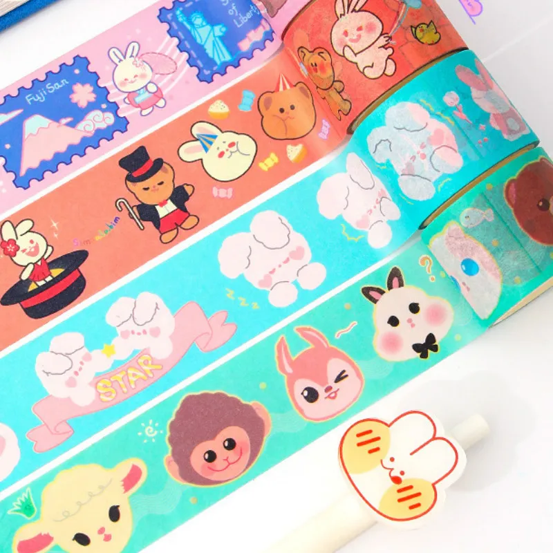 

11 Designs Mixed Happy Rainbow Days Cute Cartoon Colorful Washi Tapes Set 15mm/30mm/50mm*3M