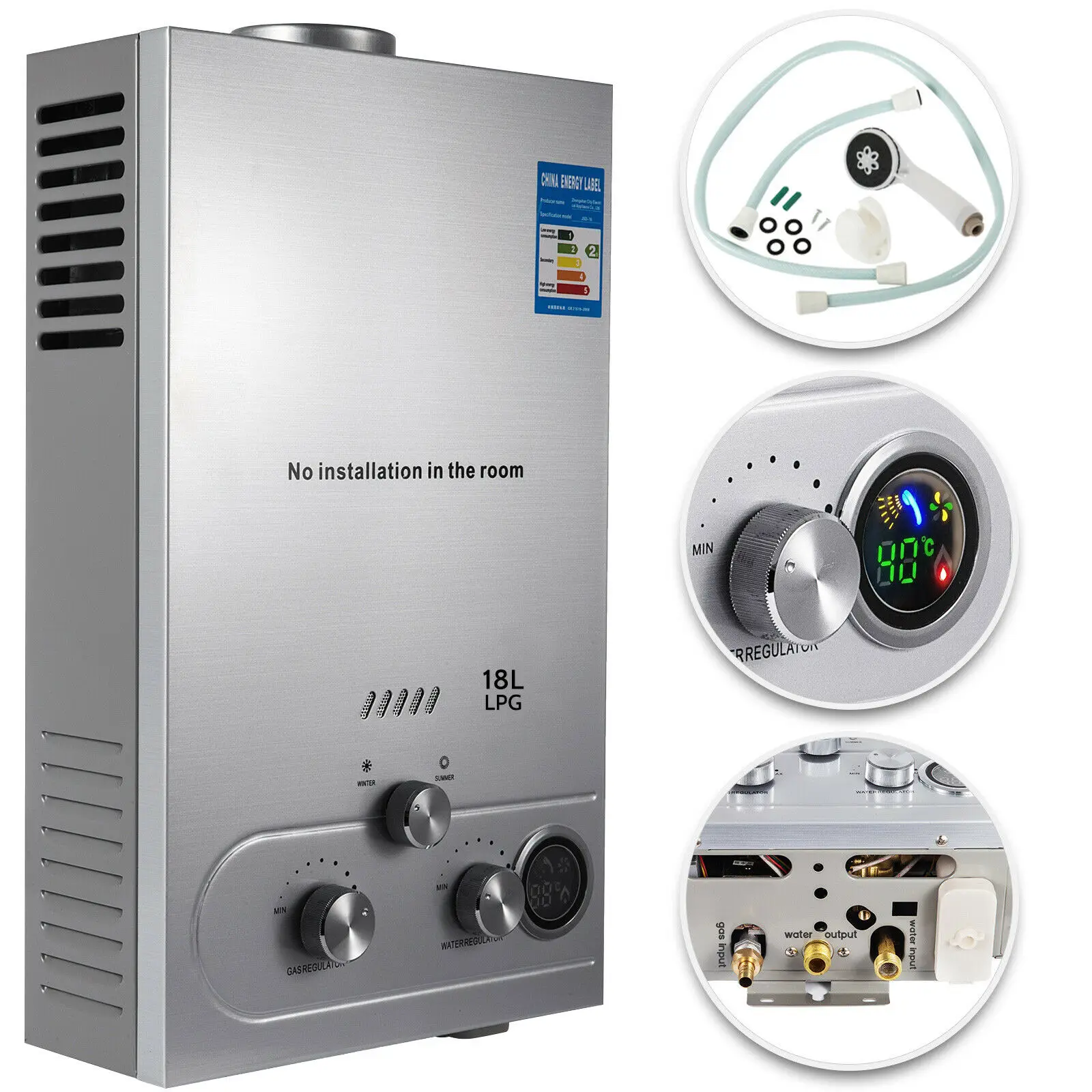 Hot Water Heater Propane Gas Lpg 18l On-demand Tankless Water Heater  Digital - Tool Parts - AliExpress