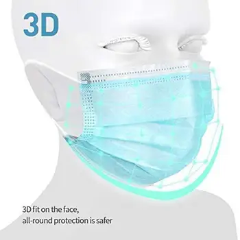 

50pcs Face Mask Disposable Earloop 3ply Face Masks Civilian face mask Great for Personal Health YKMY ( 50pcs）