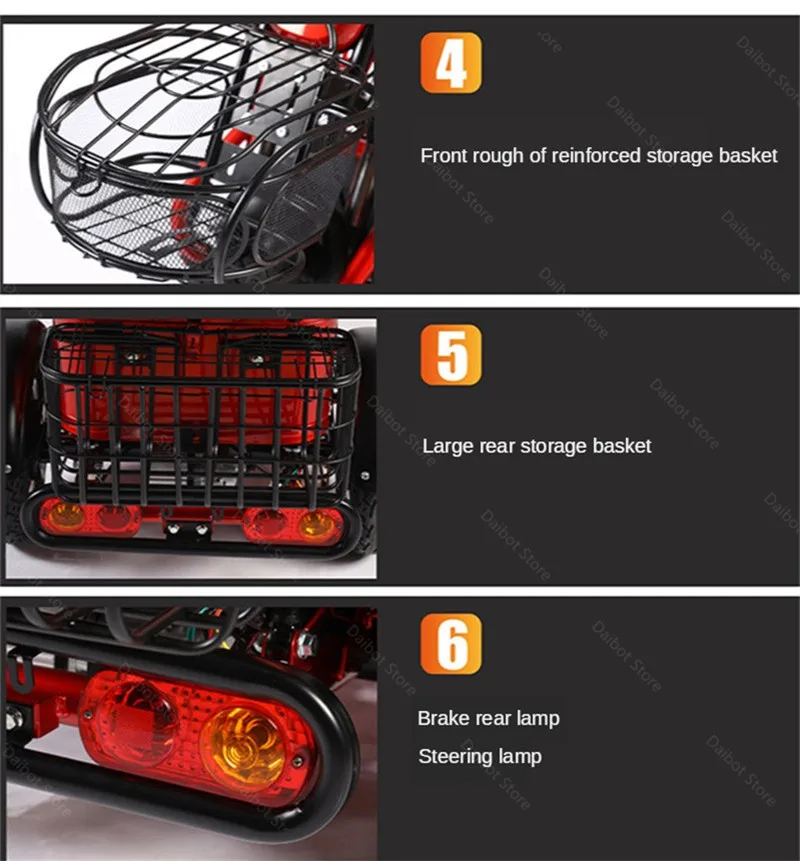 Electric Elderly Scooter Three Wheels Electric Scooters 80KM 60V 800W Portable 3 Wheel Electric Motorcycle With Shopping Basket (20)