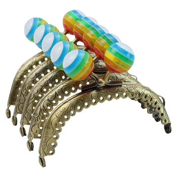 

10pcs 8.5cm Arc Coin Purse Frame 18mm Lollipop Head Bronze Kiss Clasp Clutch Bag Handle DIY Purse Making Parts Accessories