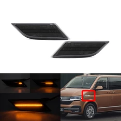 2x se encaixa para vw transporter t6.1 facelift 2020 up fumado lente frente âmbar led lado marcador luzes turno lâmpadas de sinal