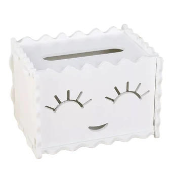

Desktop Wooden Cover Tissue Box Storage Flip Type Napkin Case Home Bathroom Bedroom PP Board Hollowed Container Kitchen Solid