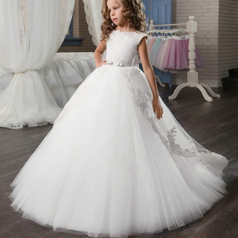 PLBBFZ Summer Girls Dress White Red Kids Christmas Clothes Children Long Princess Party Wedding Clothing 10 12 Years Vestidos | Детская