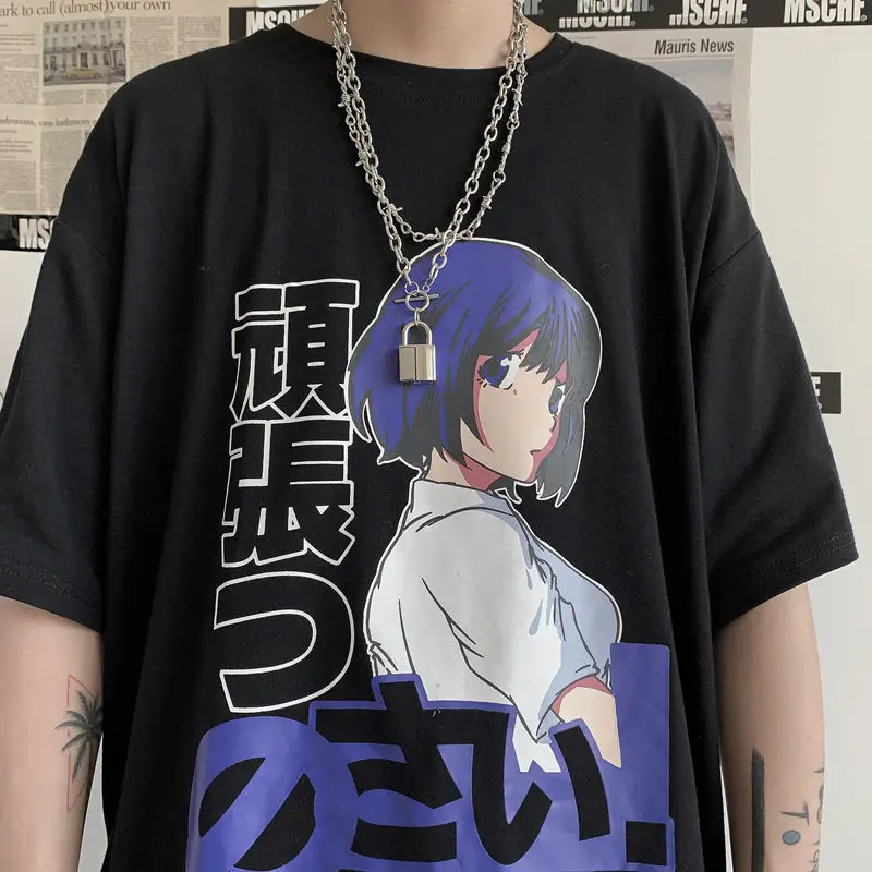 loose new summer short-sleeve chic female T-shirt clothes shirt top Darling anime Harajuku Zero beautiful girl print women tops