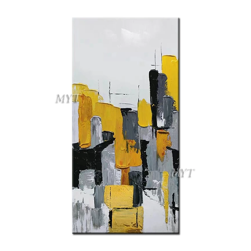 Blanco Y Negro Y Amarillo Y Gris Pintura Al Oleo Abstracta Arte De Pared Decoracion Del Hogar Cuadro Moderno En Canva 100 Pintado A Mano Sin Marco Pintura Y Caligrafia Aliexpress
