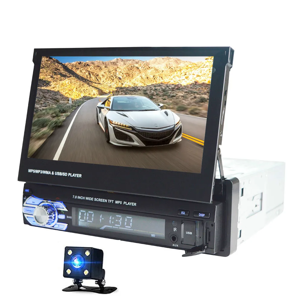 

HD 7 Inch Retractable Touch Screen Car Monitor 1 DIN Auto Stereo Audio Car Radio GPS Navigation Bluetooth MP4 SD FM USB Player