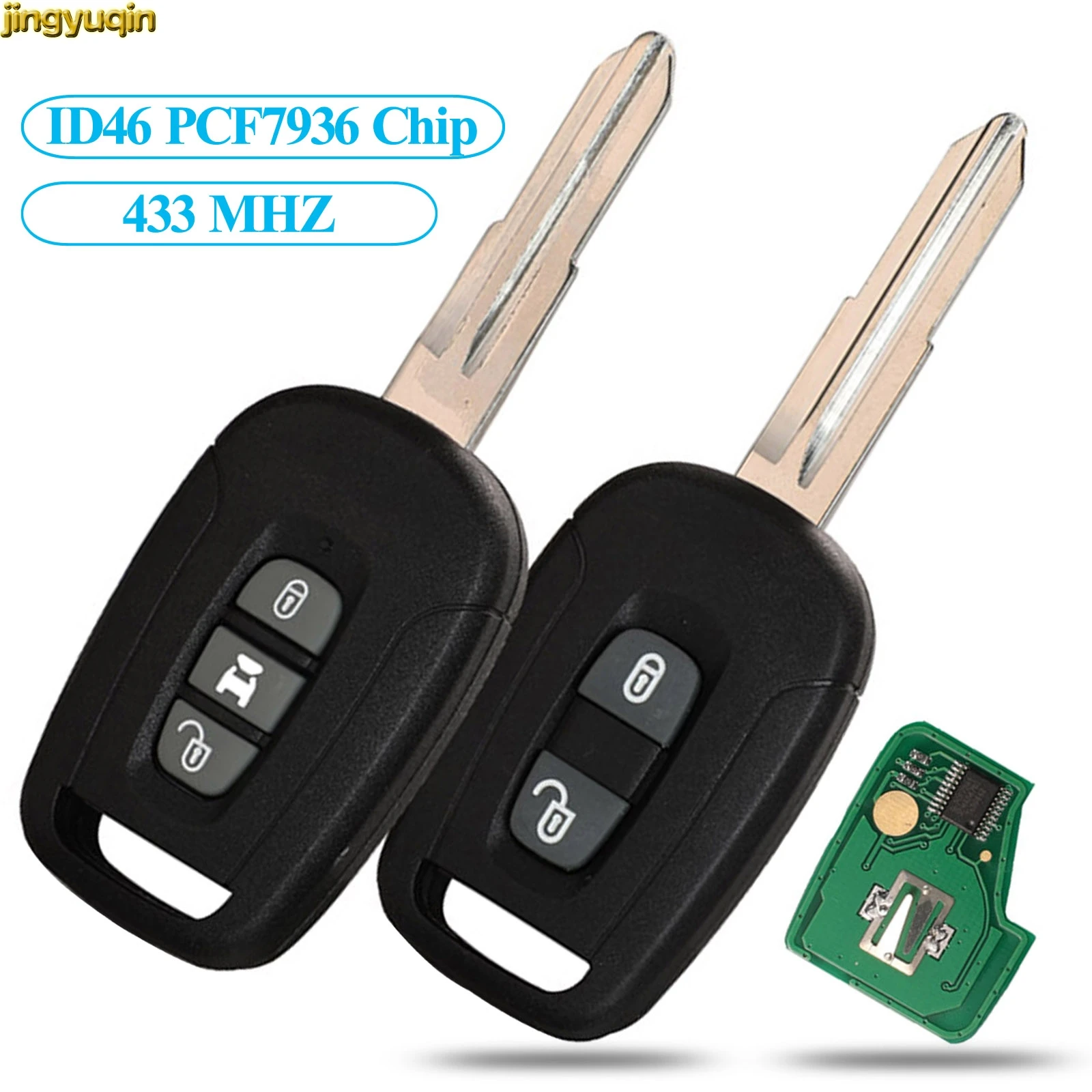 Jingyuqin Remote Car Key Control 433Mhz ID46 PCF7936 Chip For Chevrolet Captiva Opel Antara 2/3 Buttons Auto Keyless Fob