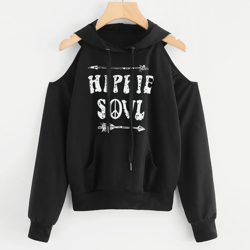 hoodies and sweatshirts women Off Shoulder woman hoodies long sleeve hoody Hooded Sweatshirt Pullover Blouse billie eilish #W