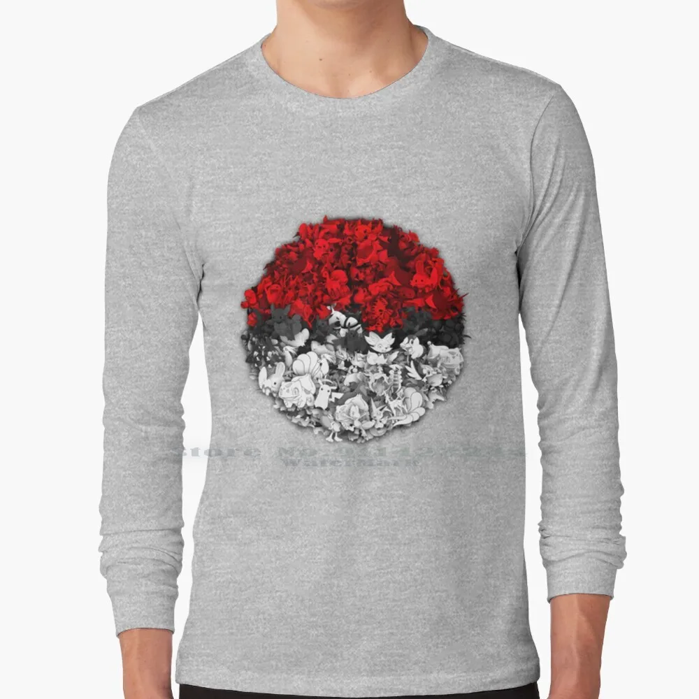 Pokeball Con Mille Magliette A Maniche Lunghe Tee Pokeball Heap Game Anime Tv Series Creative Trending Vintage Cool Gift Euro Us