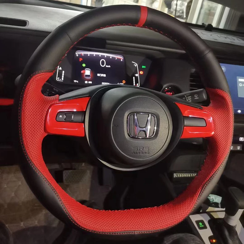 

For Honda 2021 Fit DIY Leather Interior Dedicated Steering Wheel Cover Auto Accessories
