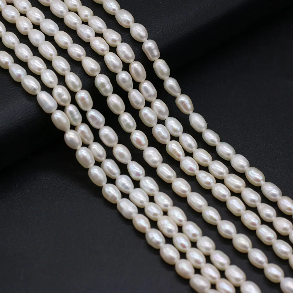 Natural Freshwater White Pearl Rice Beads Spacer Loose For Jewelry Making DIY Charms Bracelet Necklace Earring Accessories 4-5mm | Украшения