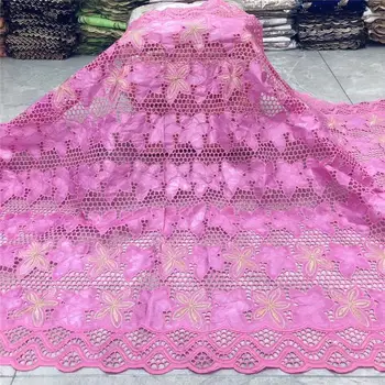 

African bazin riche fabric with brode Latest fashion embroidery bazin lace fabric with net lace 5 yards 4L060902