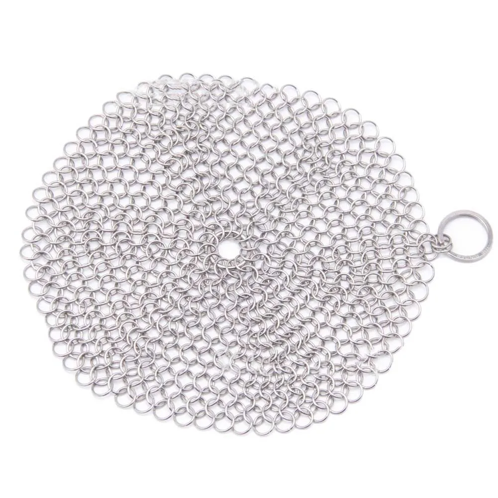 

New Arrive Round Rectangle Kitchen Tools Stainless Steel Cast Iron Exquisite Cleaner Scrubber For Cast Iron Pan Pot Net Brush