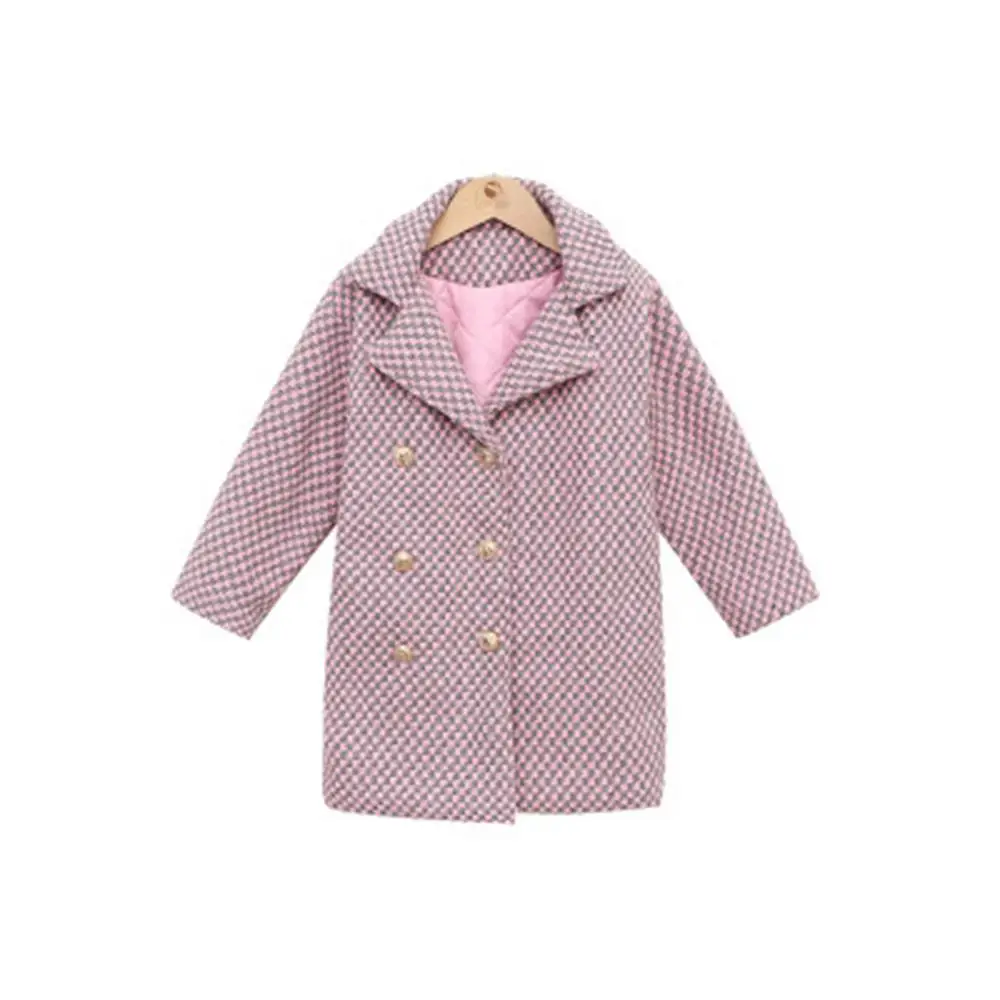 buy  2019 Winter Girls Woolen Jackets Kids Plaid Thicken Coats Children Autumn Clothes Warm Casual Big G
