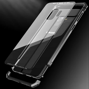 

Luxury Metal Case For Samsung Galaxy Note 8 9 S S9 S8 Plus S8Plus S9Plus Transparent Glass Cover For Samsung Galaxy Note8 Case