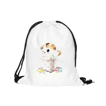 

OCARDIAN Unisex Cute Cat Printed Backpacks Drawstring Bag Women 3D Printing Bags Drawstring Backpack 2020 Bags For Women