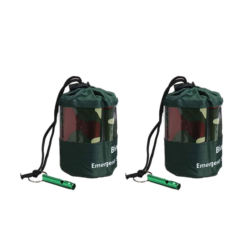 

Emergency Bivy Sack Survival Sleeping Bag Lightweight Compact Survival Gear with Whistle for Outdoor Hiking Camping