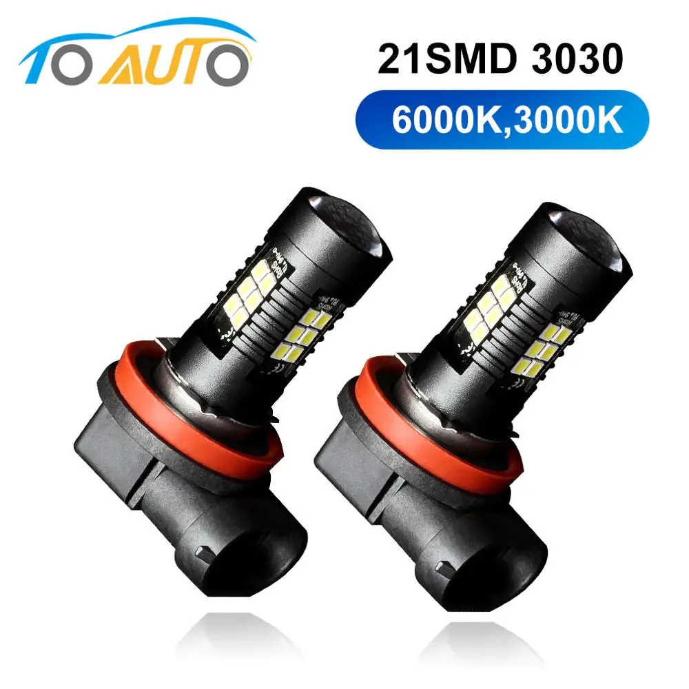 2 шт. H8 H11 Led HB4 9006 HB3 9005 противотуманный светильник s лампа 3030SMD 1200LM 6000K 3000K