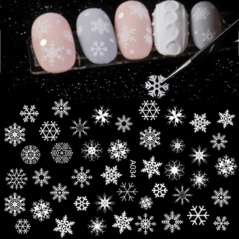 Winter Xmas 3D Nail Sticker Christmas Elk Santa Snowflake Rabbit Cartoon Slider Design Polish Nails Decals Art DIY Decor | Красота и