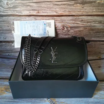 

2019 New Fashion Simple Retro Oil Wax Leather Chain Solid Color Shoulder Crossbody Bag